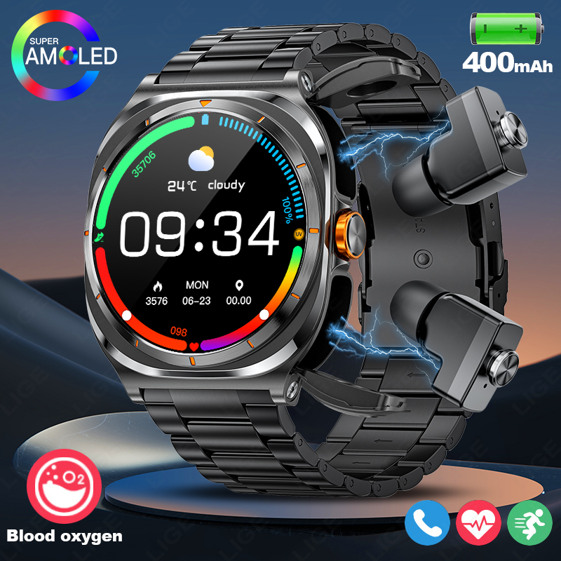 Smartwatch Running Watches For Men - LIGE 2025 Jam Tangan Earphone Nirkabel