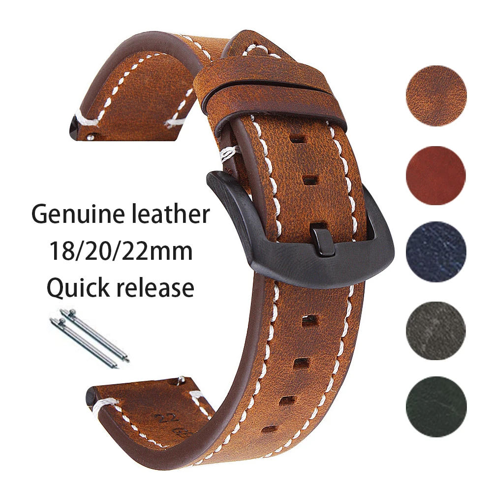 Watches Rolex Smartwatch - Tali jam kulit asli Retro untuk