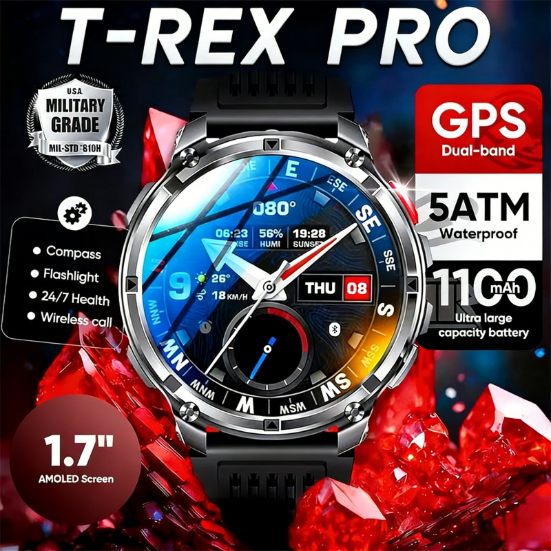 Smartwatch Running Watches For Men - Jam Tangan Pintar Militer Luar Ruangan