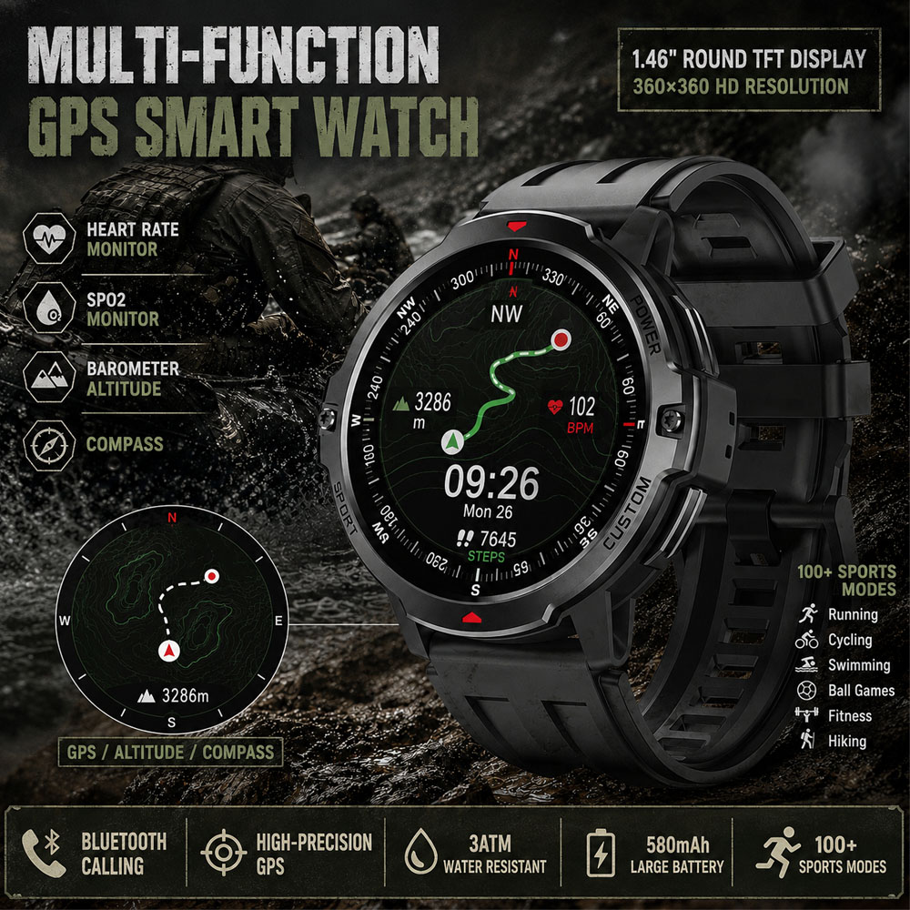 Smartwatch Timex Watches For Women - Jam Tangan Pintar GPS Militer 1.46