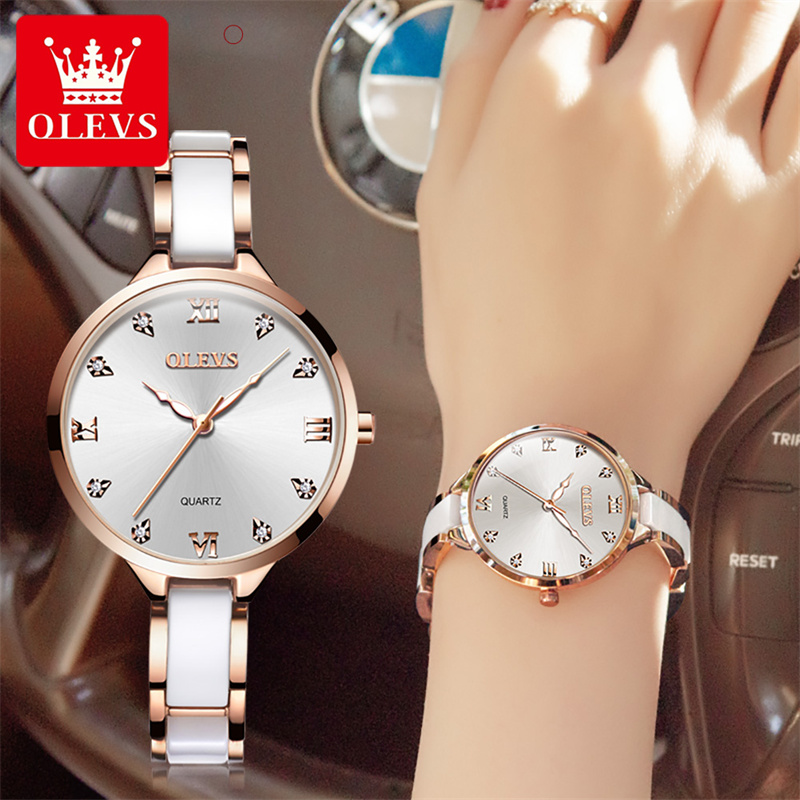 Luxury Ceramic Watch - OLEVS Jam Tangan Kuarsa Wanita Fashion