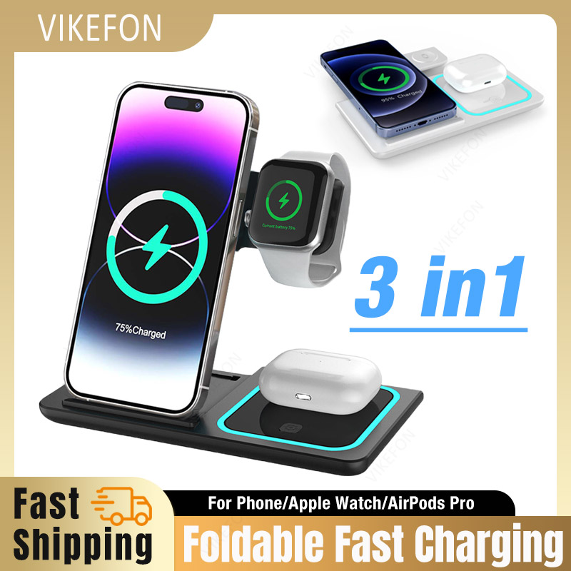Pengisi Daya Nirkabel 3 In 1 D - Smartwatch Phone Watches ulasan dan harga
