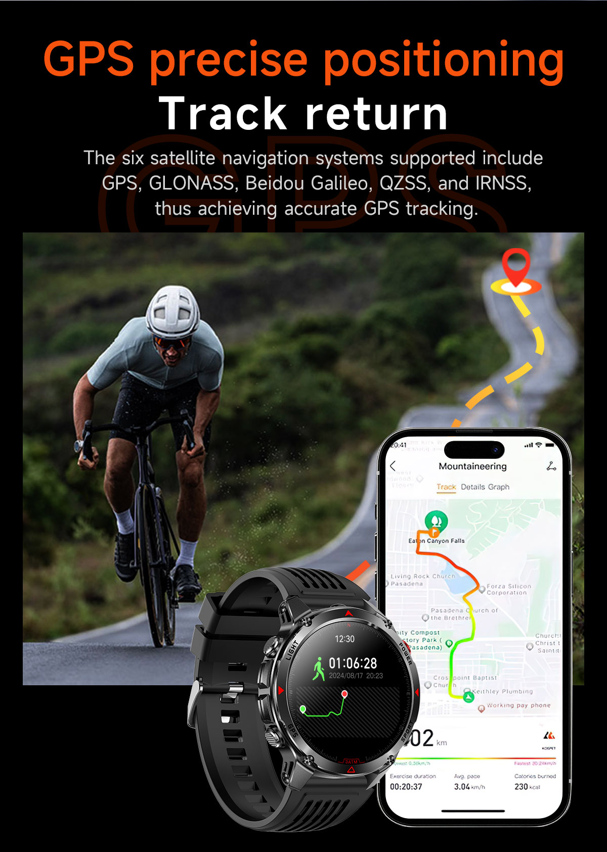 Jam Tangan Pintar Olahraga GPS - Smartwatch Running Watches For Men ulasan dan harga