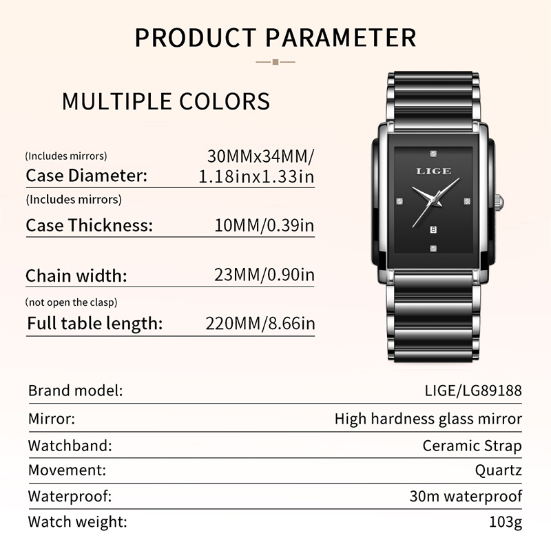 LIGE Jam Tangan Wanita Mewah B - Luxury Ceramic Watch ulasan dan harga