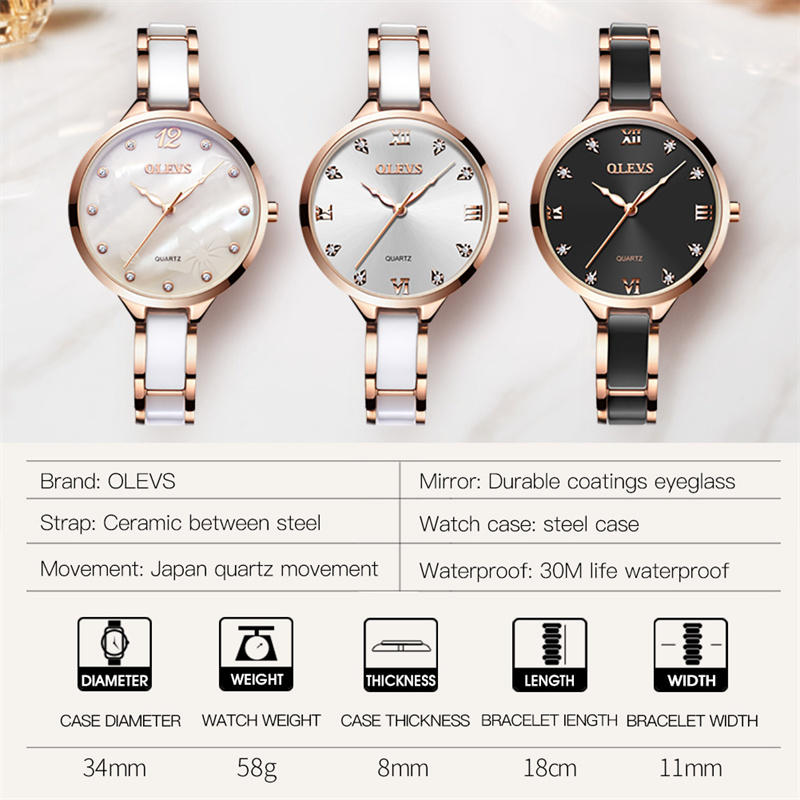 OLEVS Jam Tangan Kuarsa Wanita - Luxury Ceramic Watch ulasan dan harga