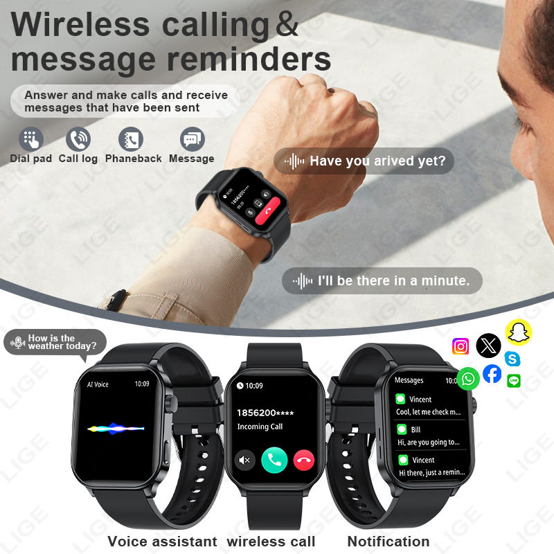 LIGE Jam Tangan Pintar Merek A - Smartwatch Watches For Women Brands ulasan dan harga