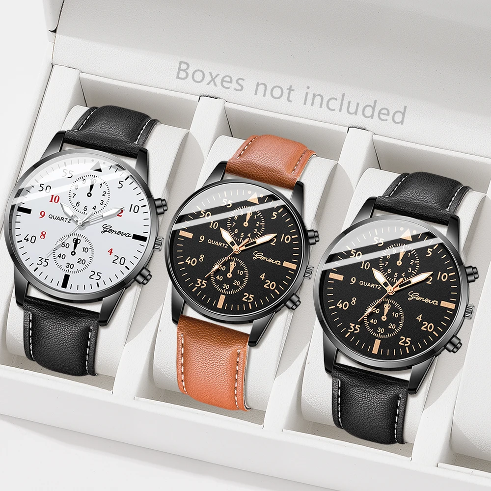 AAA3Pcs Geneva Set Jam Tangan  - Smartwatch Watches Gift For Men ulasan dan harga